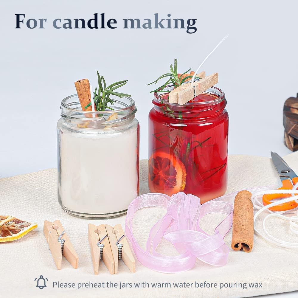 BIG CART 200Ml Glass Jars With Metal Lids, Clear Round Candle Making Jars- Empty Food Storage Containers, Mason Canning Jar For